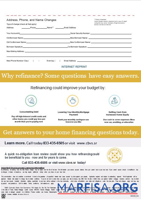 Blank Suriname Centrale Bank Van Suriname bank mortgage statement in Word and PDF formats, 3 pages 3 sample